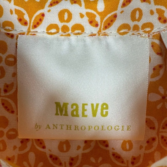 MAEVE Petrin Orange Floral Patterned Button Down Women's Shirt Size 14 - Picture 9 of 9
